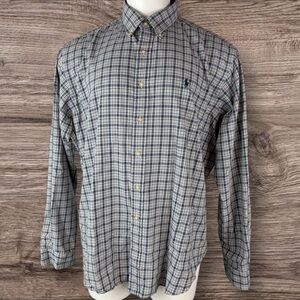 Ralph Lauren Shirt Mens 2XL Blue Plaid Classic Fit Button Down Preppy (921)